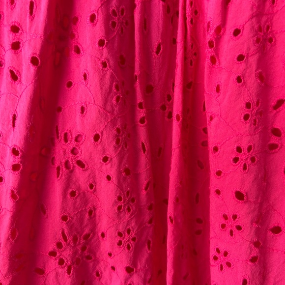 J. Crew Bright Pink Eyelet Midi Dress - Picture 3 of 4